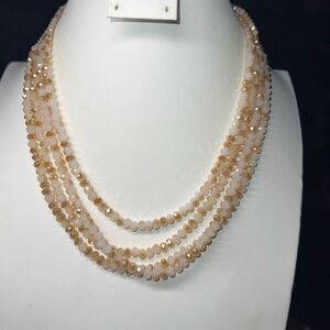 Triple strand Opalescent Opalite Fire Polished High Shine Golden Faceted Rondell